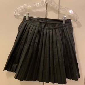 Faux Leather pleated mini skirt.